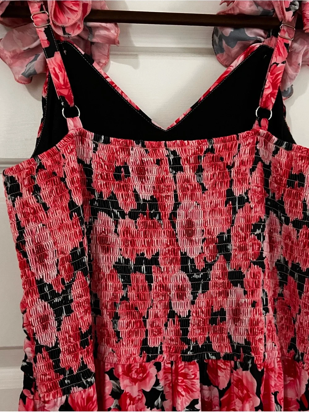 Grace Karin Coral Pink Floral V-Neck Midi Dress - Picture 6 of 13